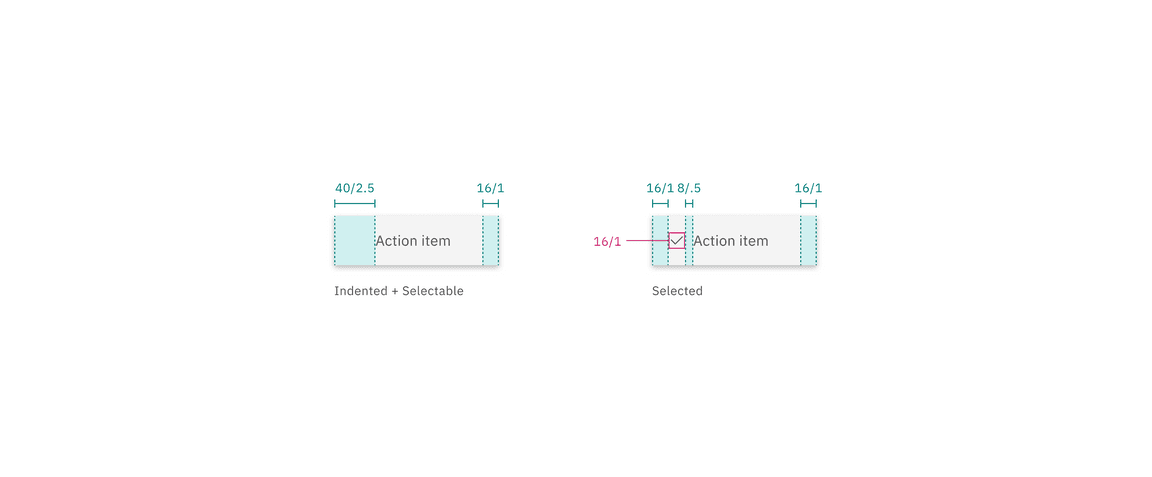 Selected menu option structure